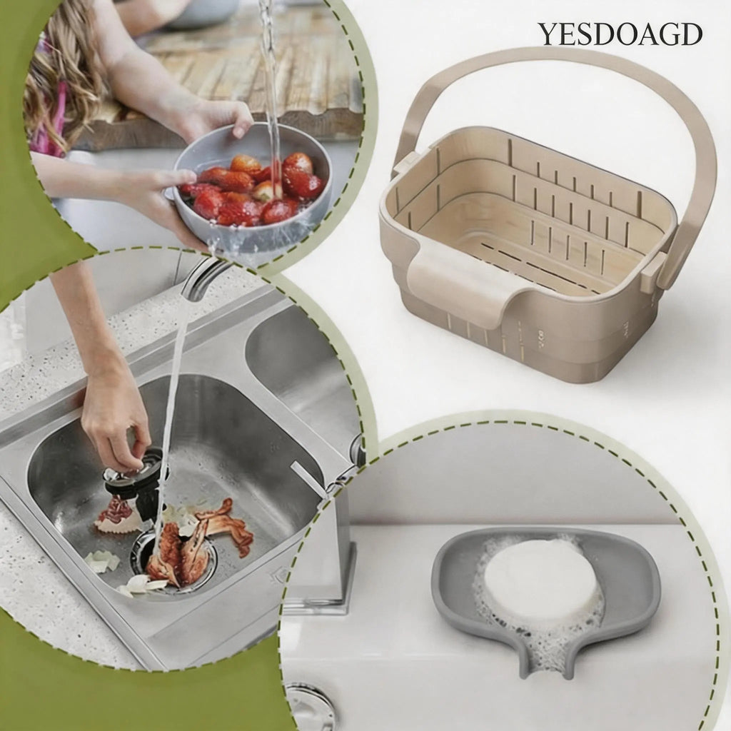 YESDOAGD Adjustable Kitchen Sink Strainer Basket, Foldable Drain Filter & Food Catcher for Leftovers, Prevents Sink Clogs-B, Sink Sieve, Collapsible Strainers for Kitchen-B