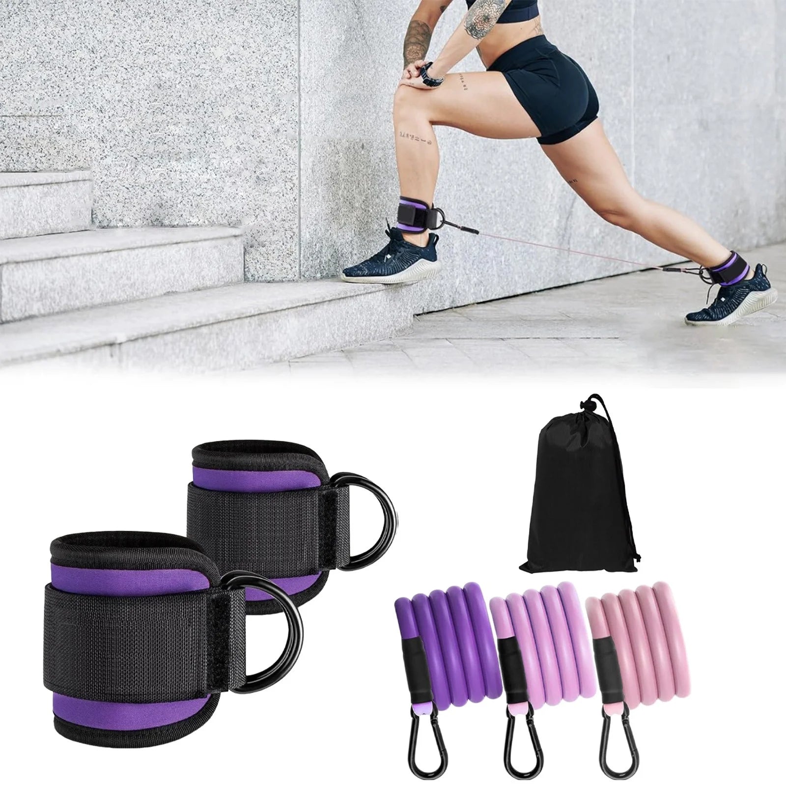 Ankle Resistance Bands with Cuffs Ideal for Glutes,Legs,And Core Workouts, Kickback Ankle Strap Set for Women Men,Ankle Bands for Working Out Home Sports Equipment