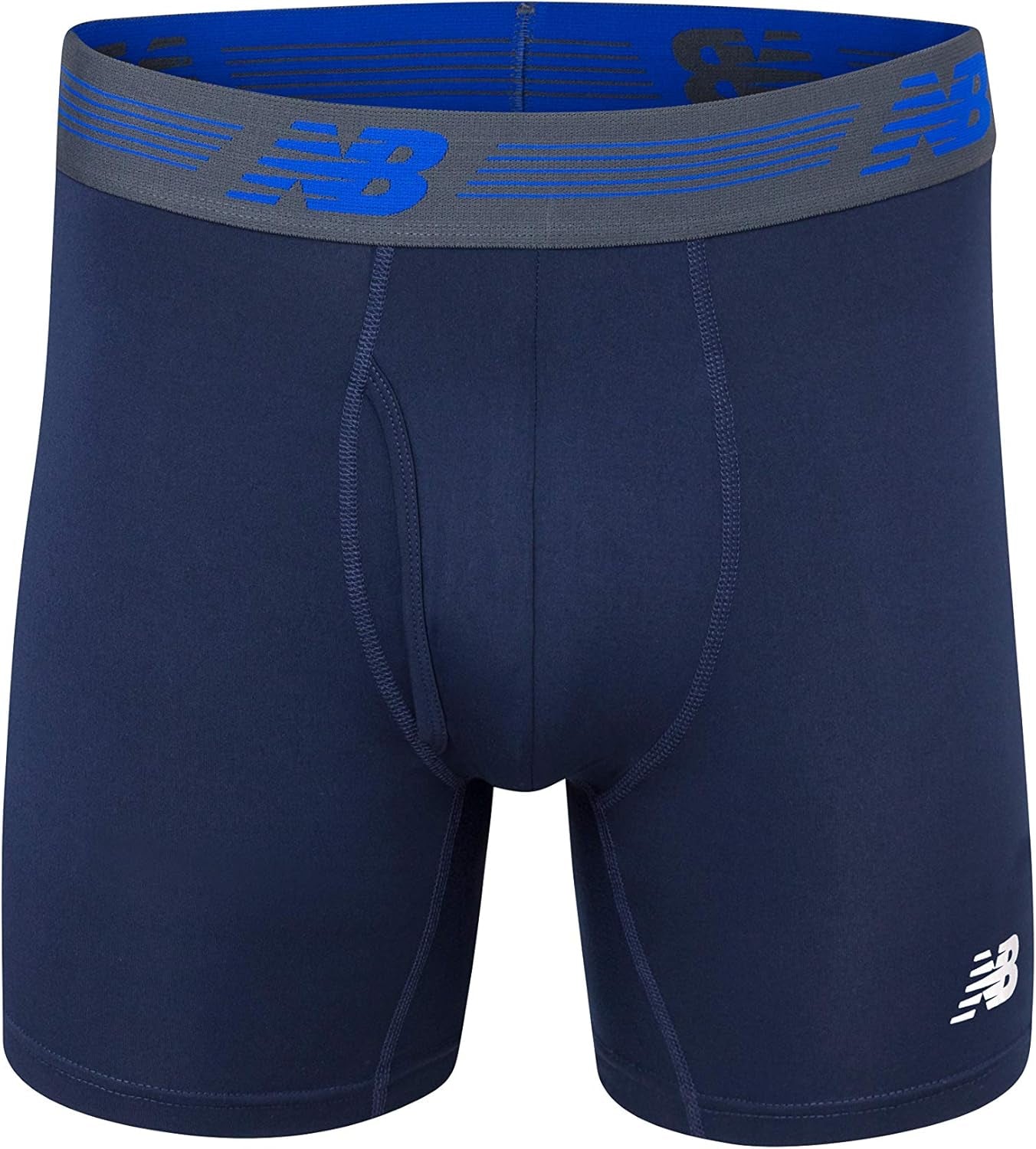 New Balance Men'S Performance Boxer Briefs with Fly, Breathable Stretch Underwear, Moisture Wicking, Soft Waistband (3 Pack)