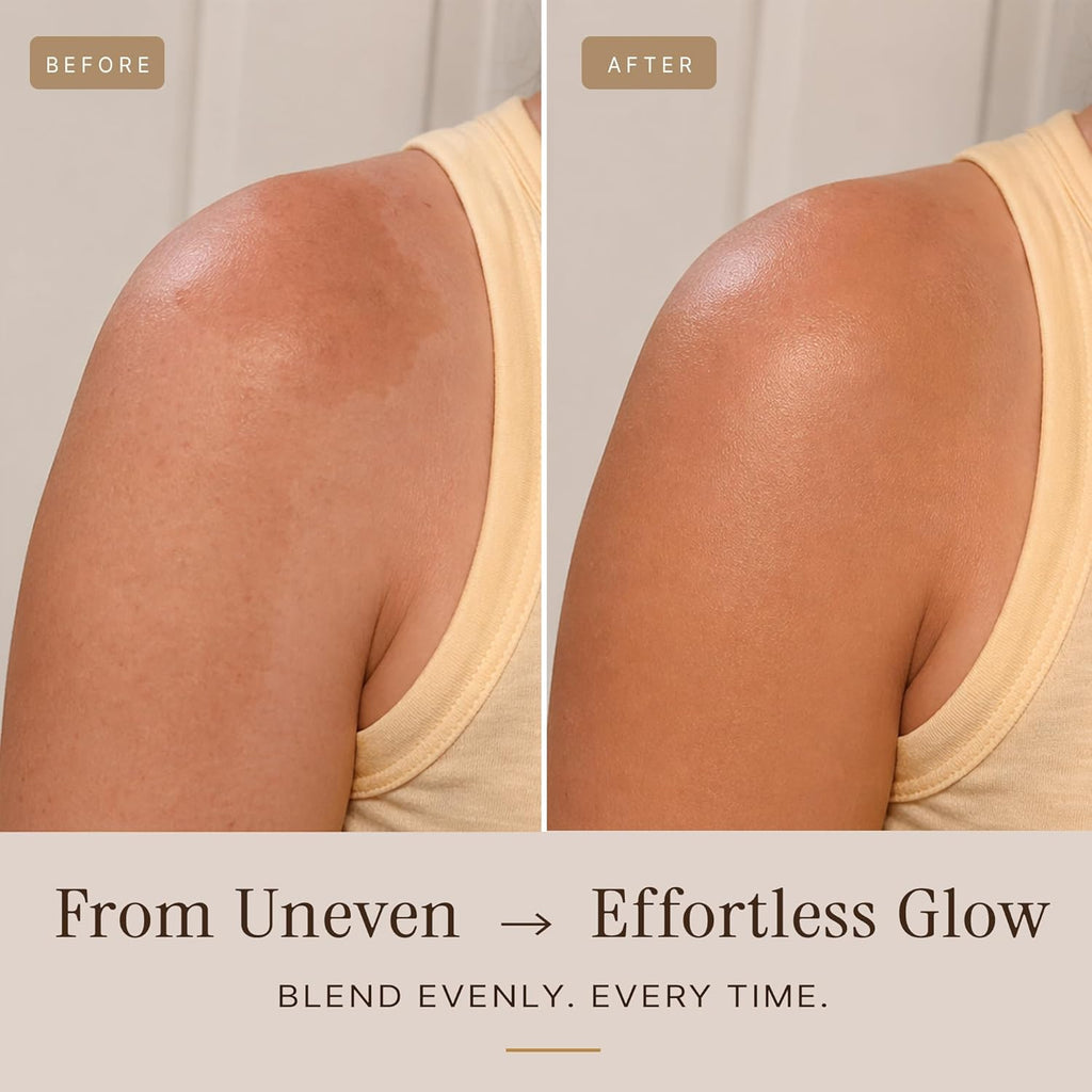 Ultra Soft Self Tanner Brush - Kabuki Brush for Body Foundation & Makeup, Blending Applicator for Tanner, Self Tanning Mitt, Achieves Sunless Streak-Free Fake Tan, Durable & Easy to Clean