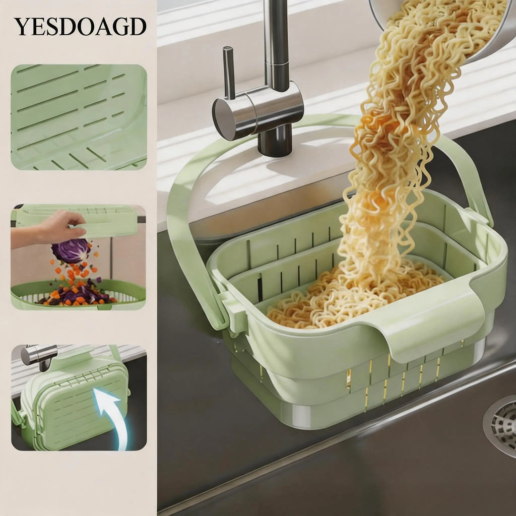 YESDOAGD Adjustable Kitchen Sink Strainer Basket, Foldable Drain Filter & Food Catcher for Leftovers, Prevents Sink Clogs-B, Sink Sieve, Collapsible Strainers for Kitchen-B