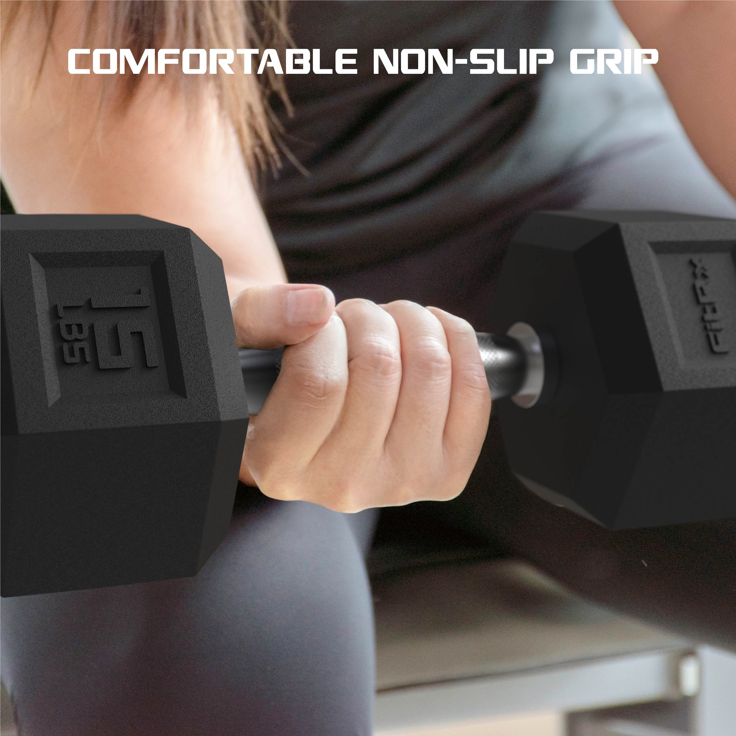 20Lbs Rubber Hex Dumbbell Set – Solid Steel Handles, Durable Rubber Coating, Anti-Roll Weights for Fitness, Pair