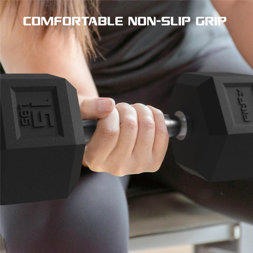 20Lbs Rubber Hex Dumbbell Set – Solid Steel Handles, Durable Rubber Coating, Anti-Roll Weights for Fitness, Pair