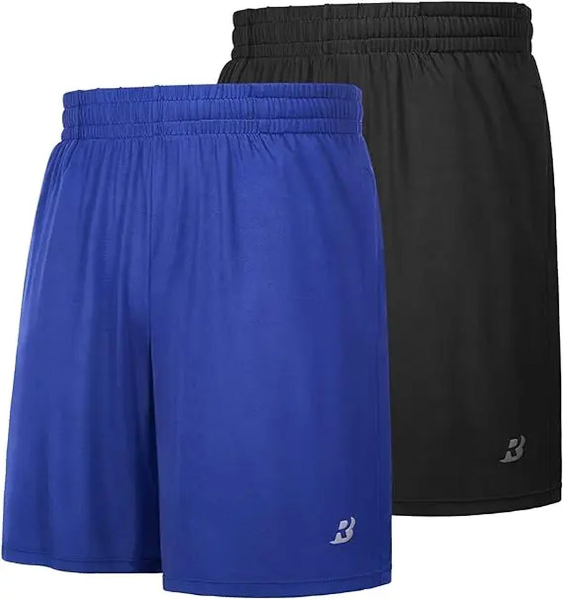 Roadbox Workout Shorts Men Athletic Gym Running Basketball Shorts for Men 7 Inch with Pocket for Fitness Sports 2Pack