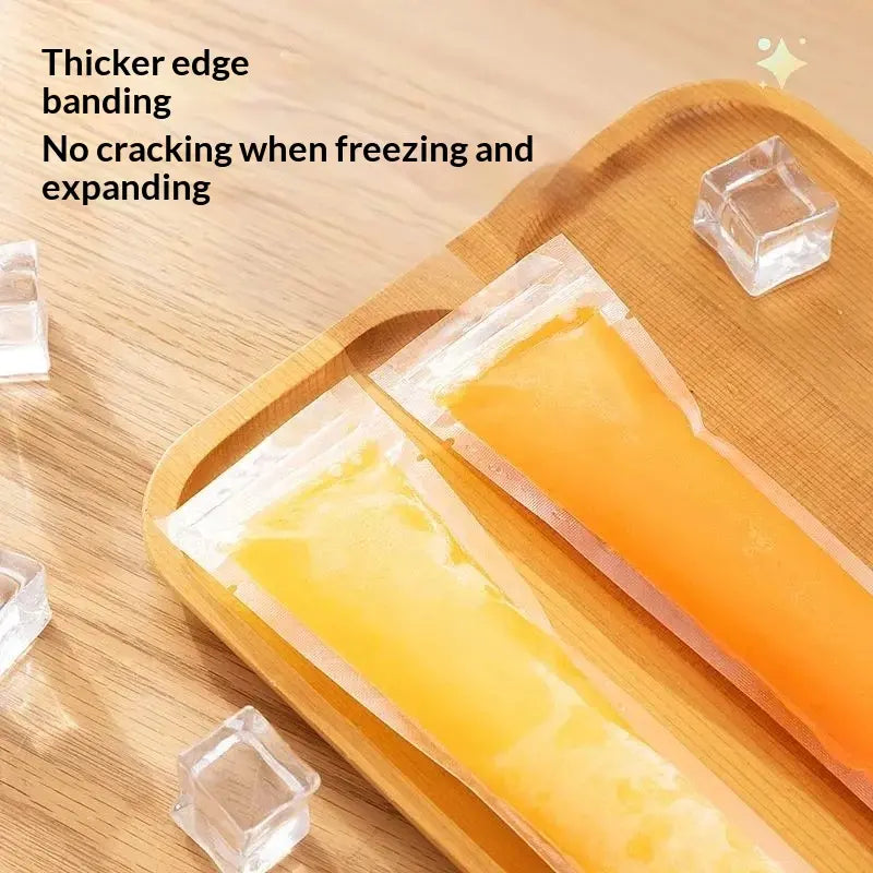 100PCS Popsicle Mold Bags - Leakproof Zip-Seal Disposable Freezer Tubes with Silicone Funnel, Kitchen Utensil for Juice, Smoothies (Kitchenware Ice Cream Gadget)