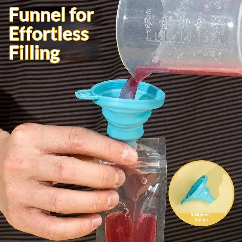 100PCS Popsicle Mold Bags - Leakproof Zip-Seal Disposable Freezer Tubes with Silicone Funnel, Kitchen Utensil for Juice, Smoothies (Kitchenware Ice Cream Gadget)