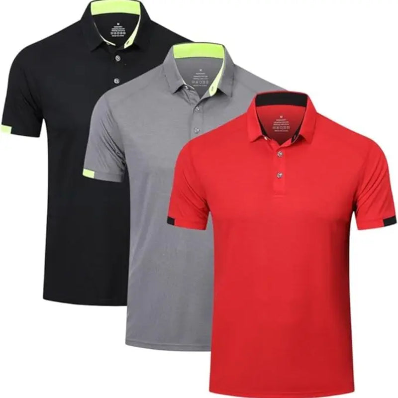 3/5 Pack Mens Solid Color Sport Polo Shirts Short Sleeve Workout Golf Tennis T Shirt Quick Dry Moisture-Wicking Fabric Athletic Fitness Polo Shirts Summer