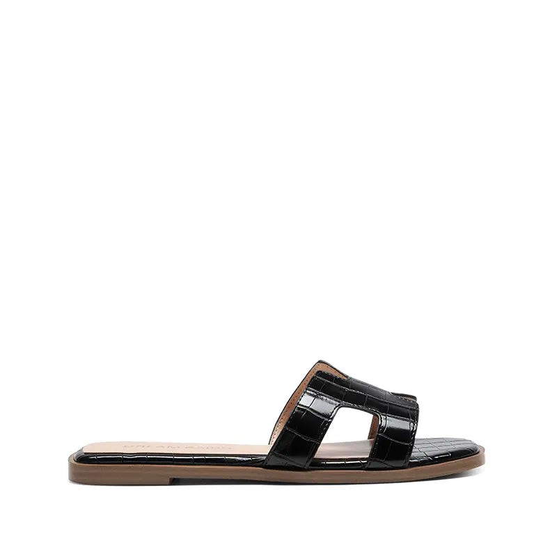 【Live Exclusive】Dream Pairs Women'S Cut-Out Strap Light Sole Comfort Slip-On Flat Slide Sandals for Spring Summer Footwear Girl
