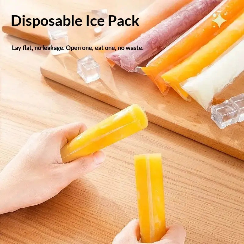 100PCS Popsicle Mold Bags - Leakproof Zip-Seal Disposable Freezer Tubes with Silicone Funnel, Kitchen Utensil for Juice, Smoothies (Kitchenware Ice Cream Gadget)