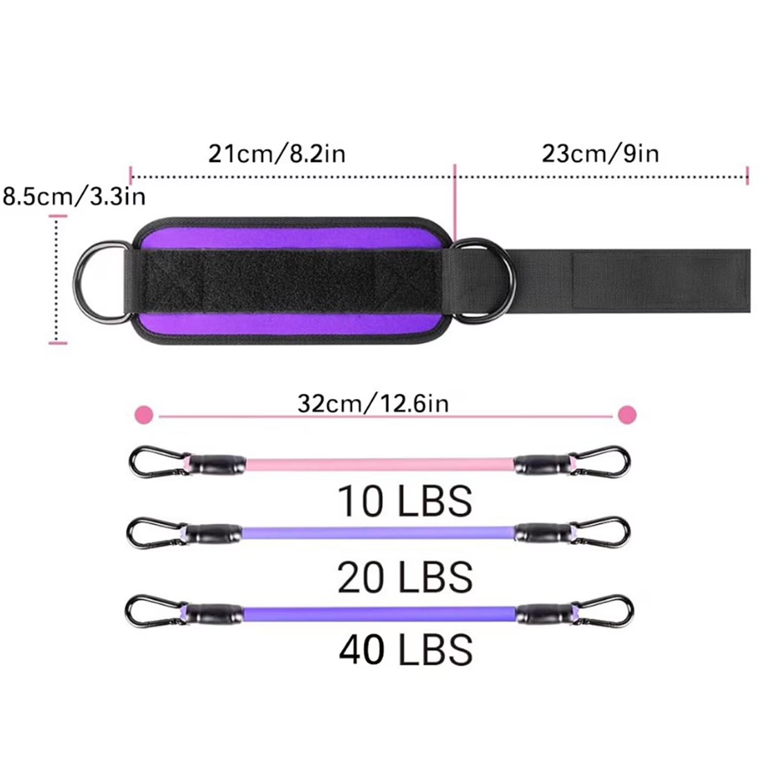 Ankle Resistance Bands with Cuffs Ideal for Glutes,Legs,And Core Workouts, Kickback Ankle Strap Set for Women Men,Ankle Bands for Working Out Home Sports Equipment