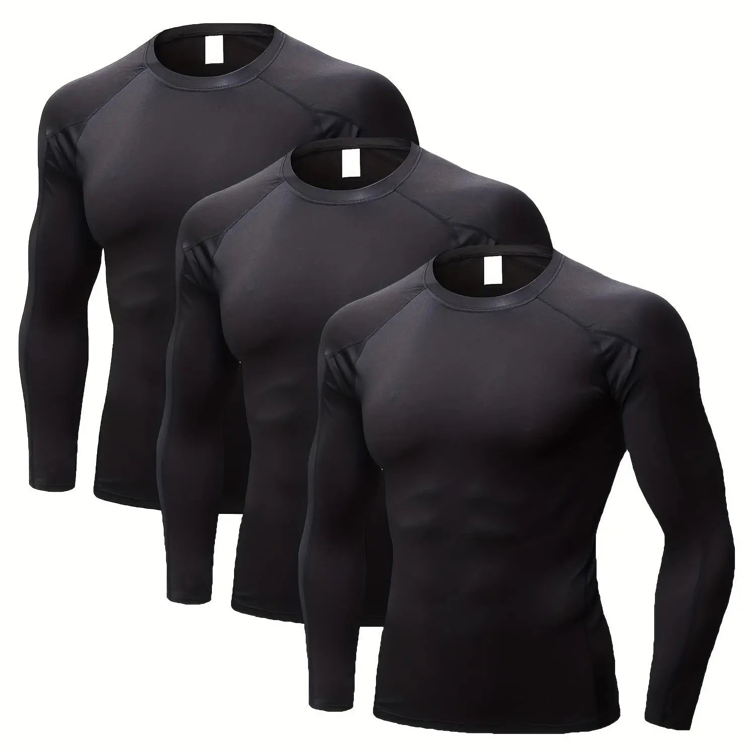 3 Pack Mens Compression Shirts Long Sleeve Quick Dry for Workout Running Athletic Base Layer Sportswear Technical Warmth Training Tops Fitness Apparel