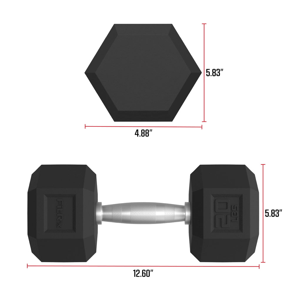 20Lbs Rubber Hex Dumbbell Set – Solid Steel Handles, Durable Rubber Coating, Anti-Roll Weights for Fitness, Pair