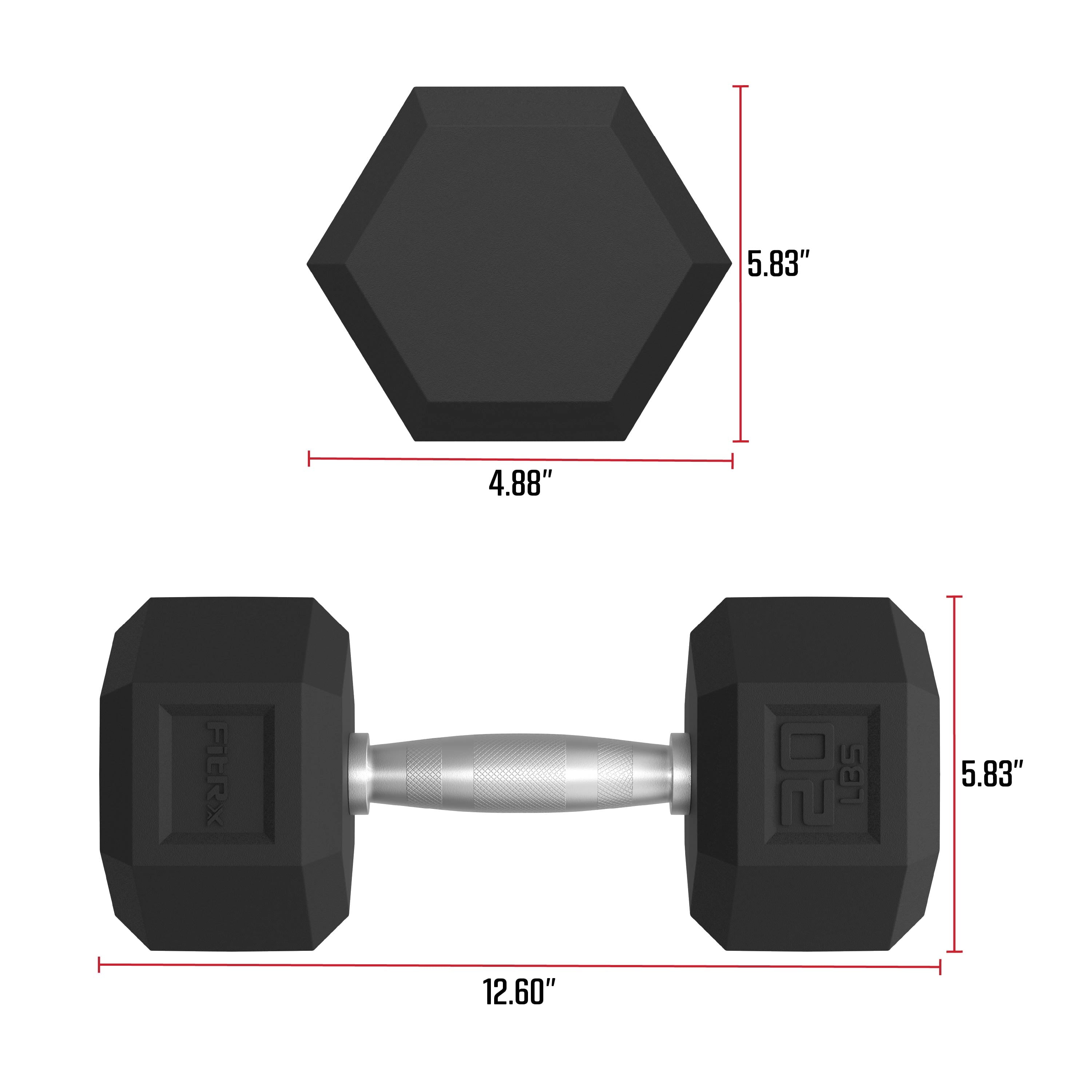 20Lbs Rubber Hex Dumbbell Set – Solid Steel Handles, Durable Rubber Coating, Anti-Roll Weights for Fitness, Pair