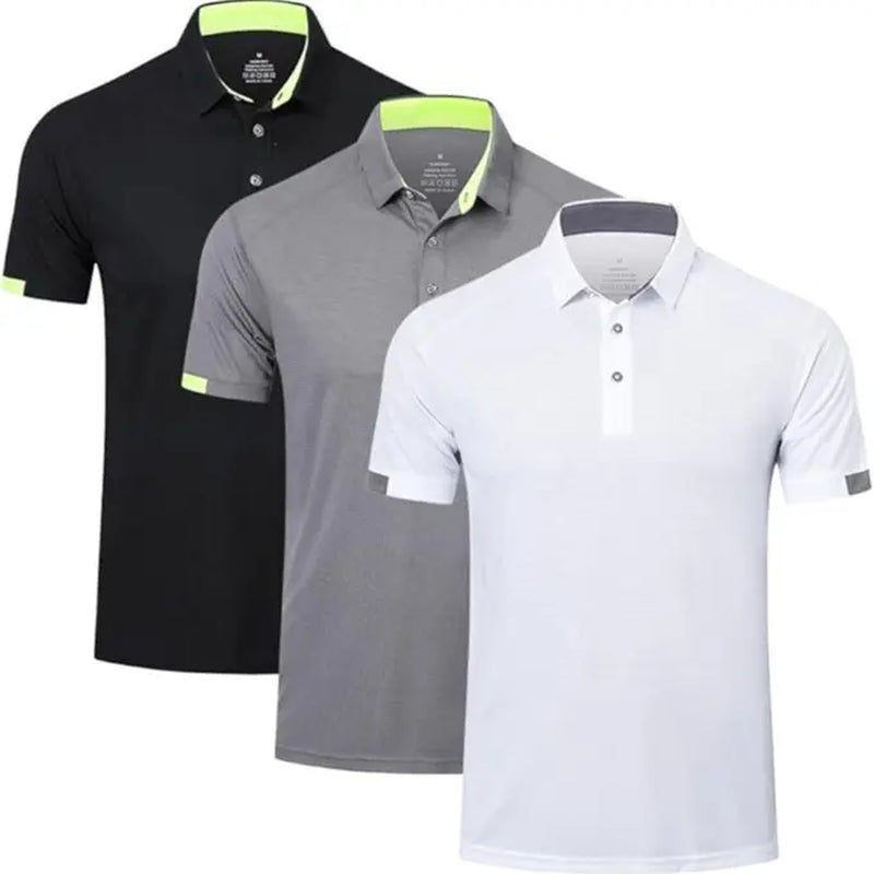 3/5 Pack Mens Solid Color Sport Polo Shirts Short Sleeve Workout Golf Tennis T Shirt Quick Dry Moisture-Wicking Fabric Athletic Fitness Polo Shirts Summer
