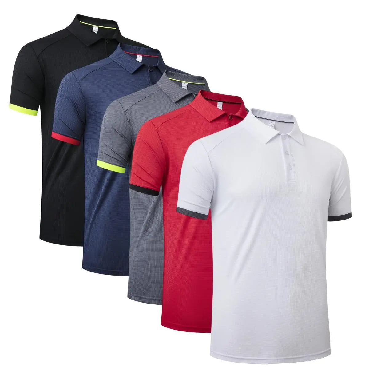 3/5 Pack Mens Solid Color Sport Polo Shirts Short Sleeve Workout Golf Tennis T Shirt Quick Dry Moisture-Wicking Fabric Athletic Fitness Polo Shirts Summer
