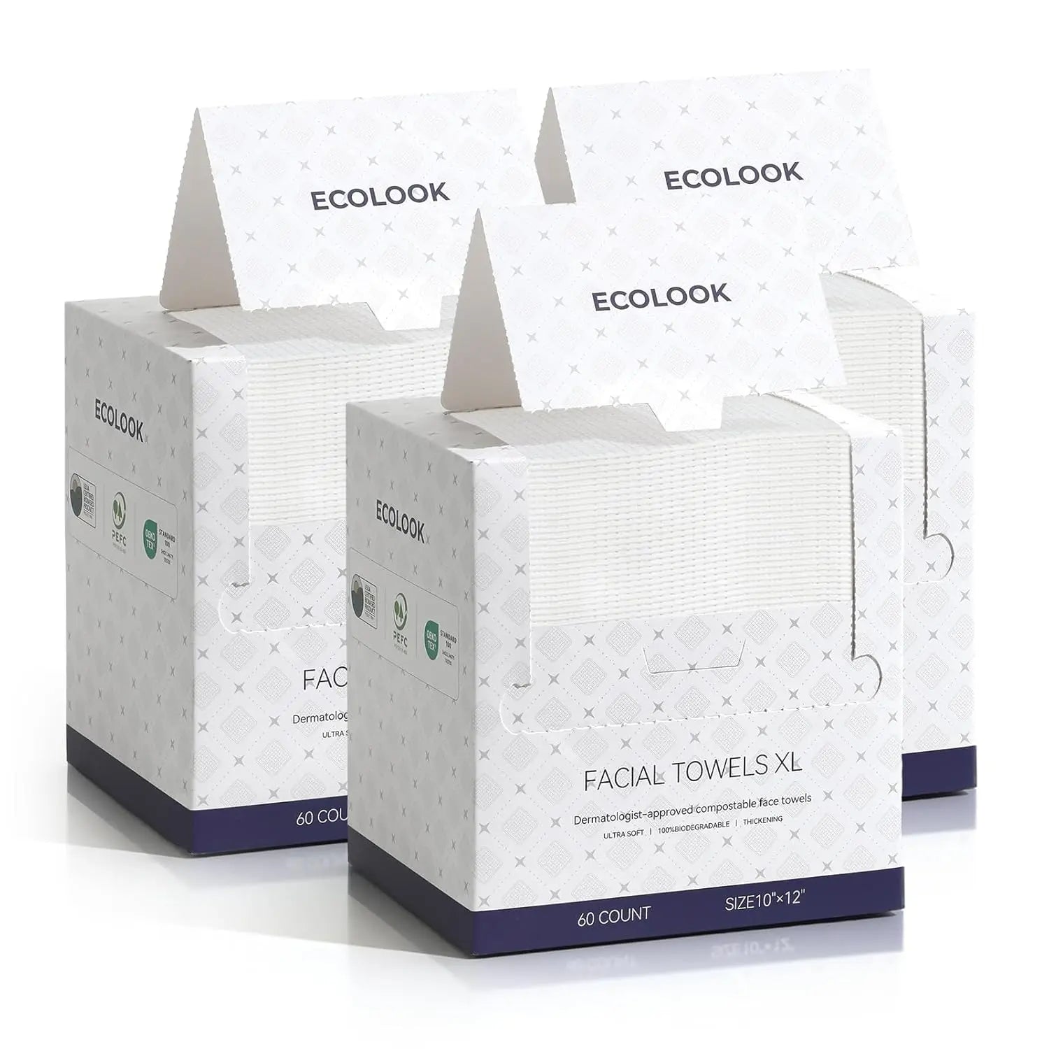 ECOLOOK Disposable Face Towel XL-60 Count Upgraded Thick Facial Towels, Ultra Soft Clean Face Towels Disposable, 10"X12" & 90 GSM, Ideal for Sensitive Skin​-1 PACK