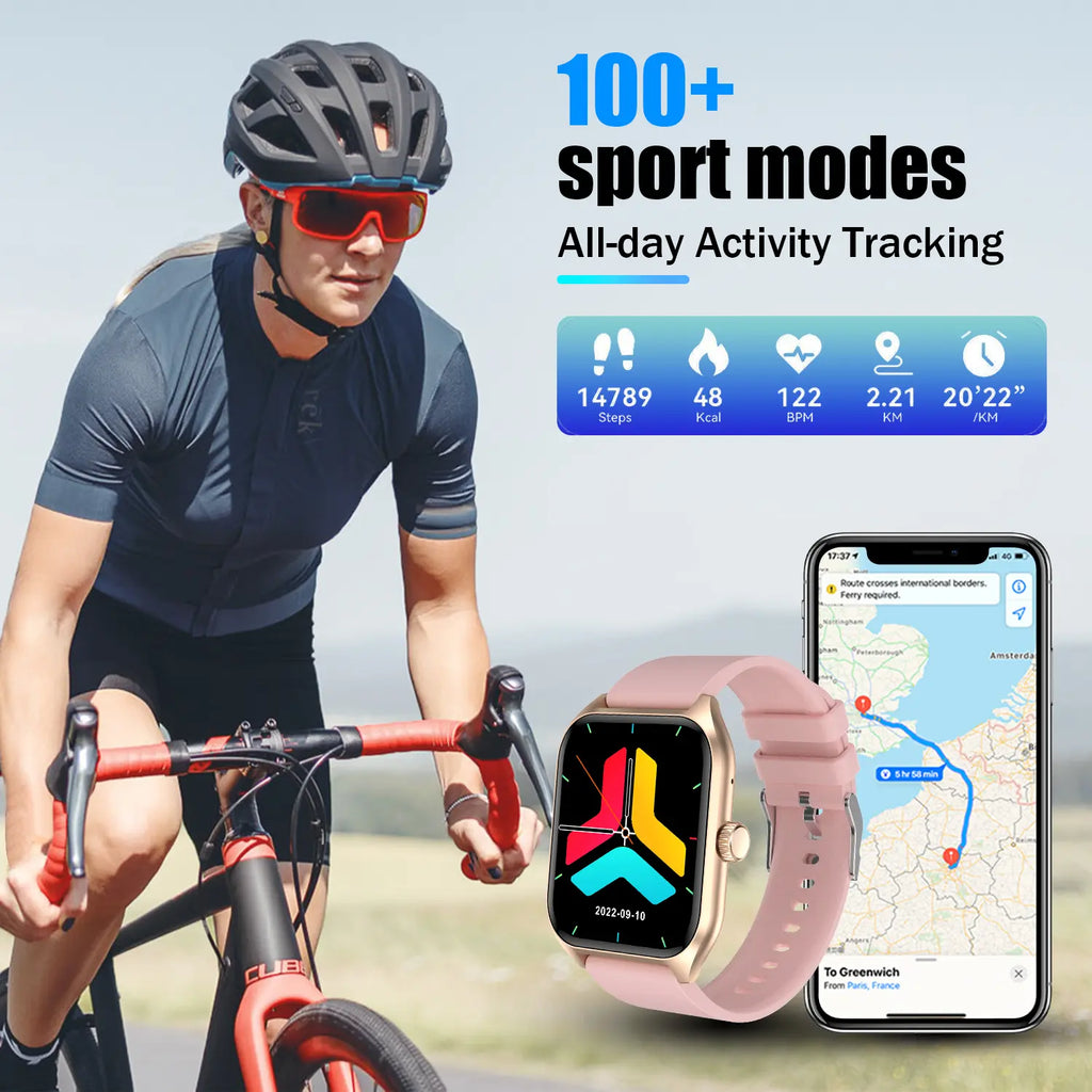 Wearable Smart Watch, with Call Function 100+ Sports Modes DIY Watch Messages Reminder Multifunctional Wristwatch for Men Women