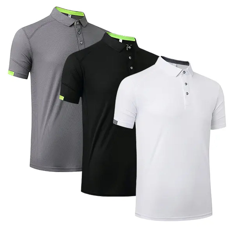 3/5 Pack Mens Solid Color Sport Polo Shirts Short Sleeve Workout Golf Tennis T Shirt Quick Dry Moisture-Wicking Fabric Athletic Fitness Polo Shirts Summer