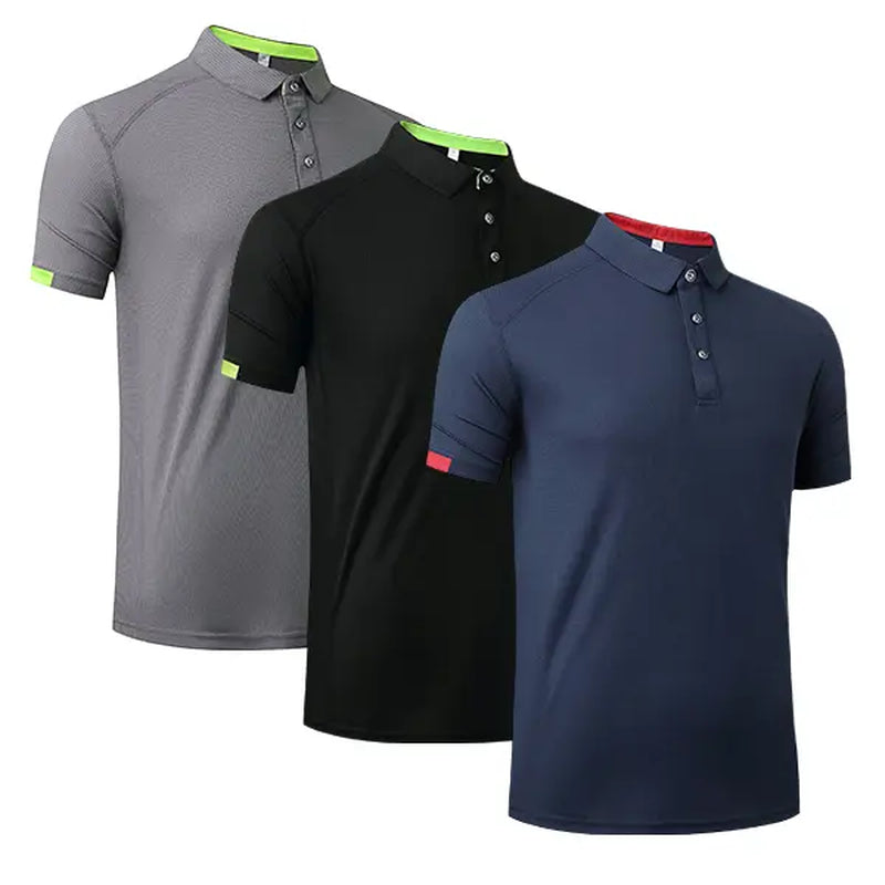 3/5 Pack Mens Solid Color Sport Polo Shirts Short Sleeve Workout Golf Tennis T Shirt Quick Dry Moisture-Wicking Fabric Athletic Fitness Polo Shirts Summer