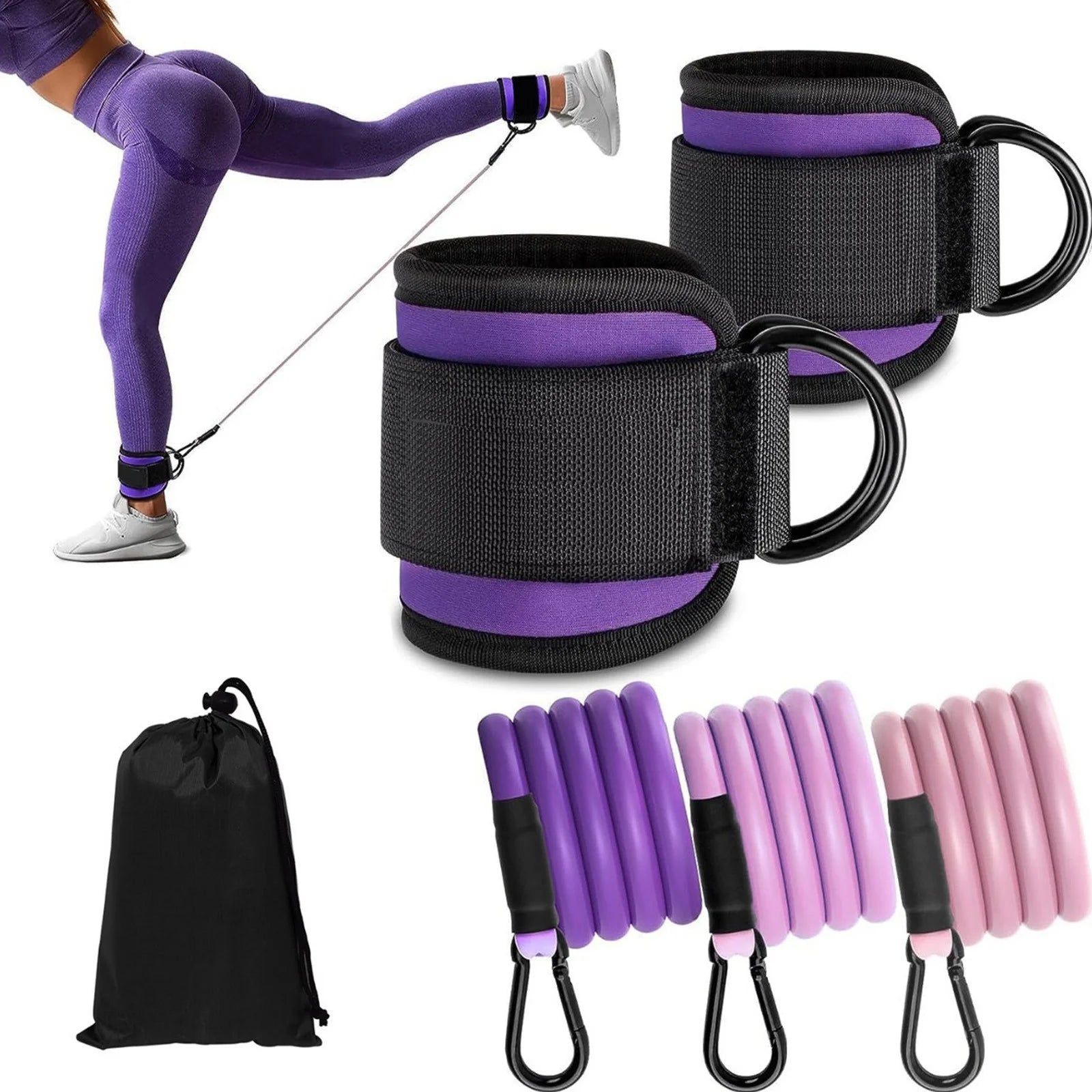 Ankle Resistance Bands with Cuffs Ideal for Glutes,Legs,And Core Workouts, Kickback Ankle Strap Set for Women Men,Ankle Bands for Working Out Home Sports Equipment