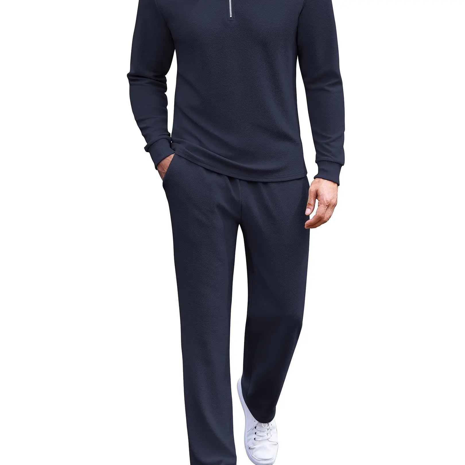 COOFANDY Men'S 2 Piece Tracksuit Set Polo Athletic Sweatsuit Quarter Zip Jogging Long Sleeve Casual Sports Outfits