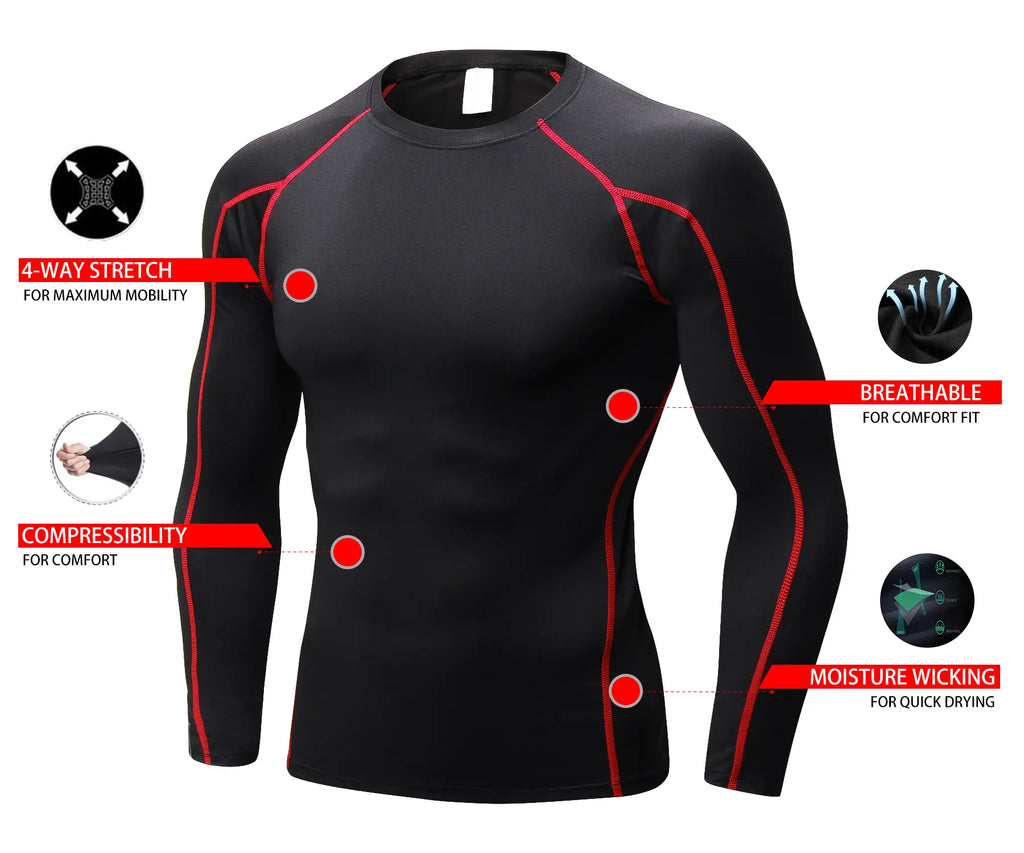 3 Pack Mens Compression Shirts Long Sleeve Quick Dry for Workout Running Athletic Base Layer Sportswear Technical Warmth Training Tops Fitness Apparel