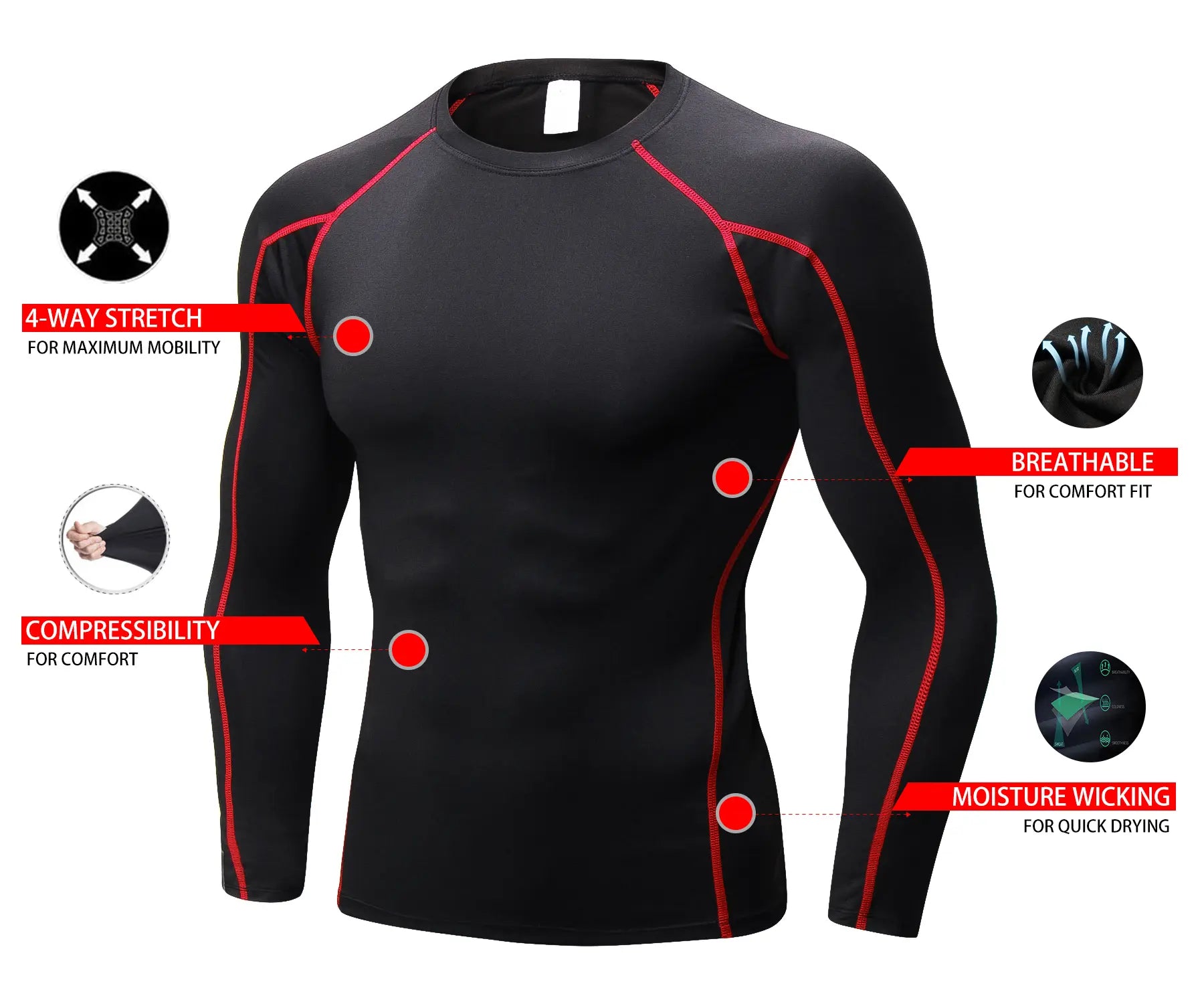 3 Pack Mens Compression Shirts Long Sleeve Quick Dry for Workout Running Athletic Base Layer Sportswear Technical Warmth Training Tops Fitness Apparel