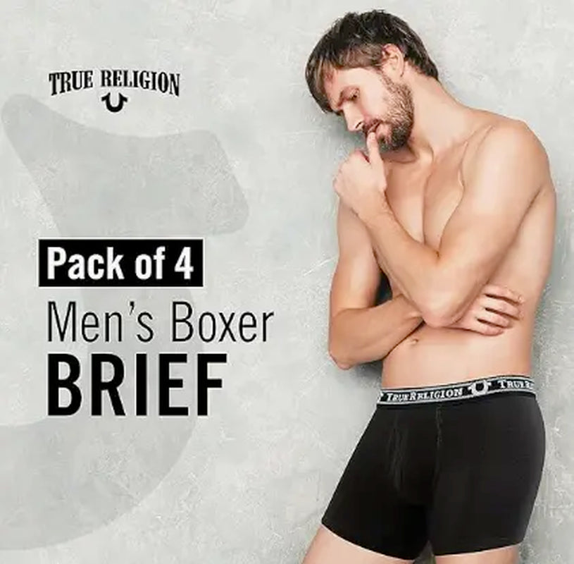 True Religion Mens Boxer Briefs Cotton Stretch Underwear for Men Pack of 4 Dri Fit Athletic