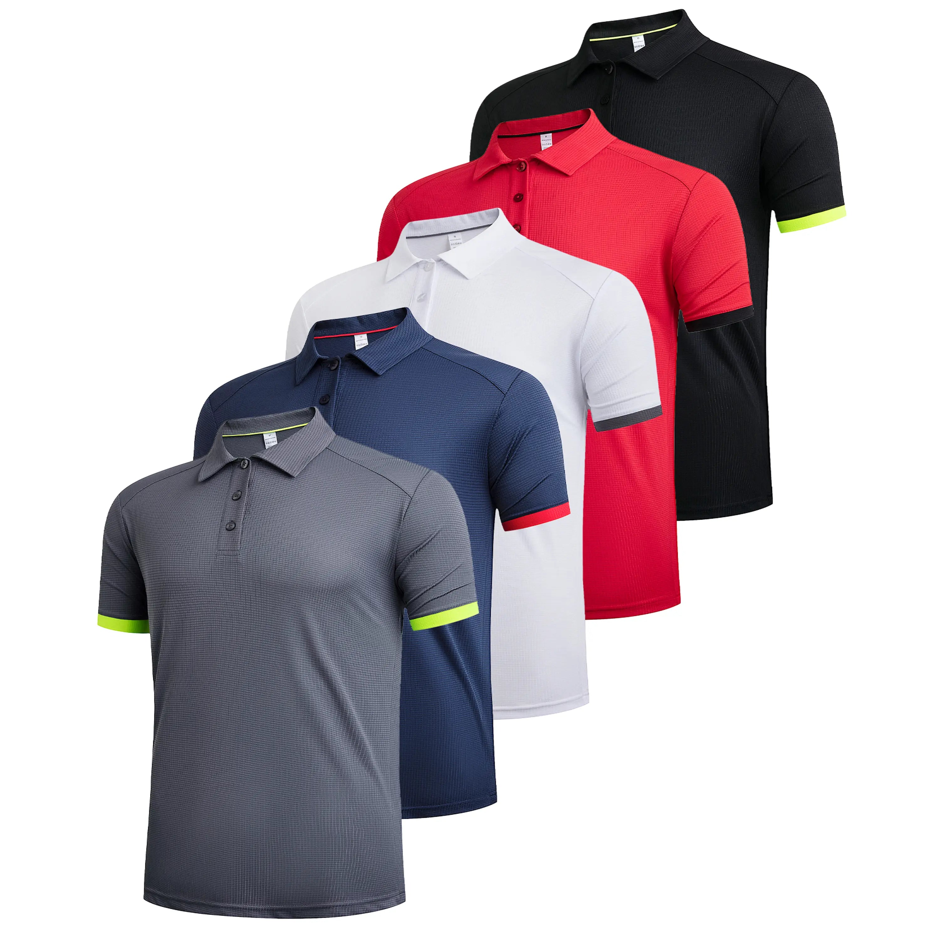 3/5 Pack Mens Solid Color Sport Polo Shirts Short Sleeve Workout Golf Tennis T Shirt Quick Dry Moisture-Wicking Fabric Athletic Fitness Polo Shirts Summer