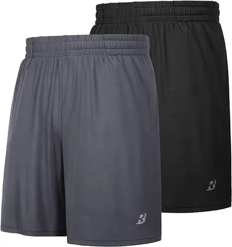Roadbox Workout Shorts Men Athletic Gym Running Basketball Shorts for Men 7 Inch with Pocket for Fitness Sports 2Pack