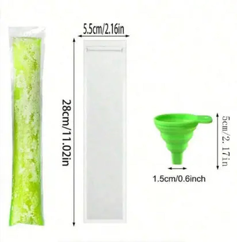 100PCS Popsicle Mold Bags - Leakproof Zip-Seal Disposable Freezer Tubes with Silicone Funnel, Kitchen Utensil for Juice, Smoothies (Kitchenware Ice Cream Gadget)