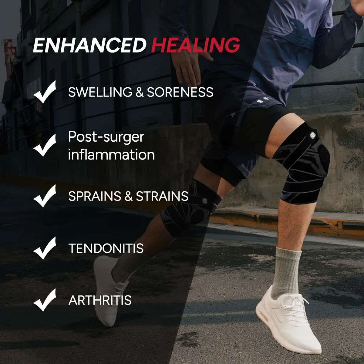 Nebility Mens Adjustable Compression Knee Brace with 360° Seamless Breathable Support, Non-Slip Design, Shock-Absorbing Pad, Elastic 4-Way Stretch Knit for Running, Hiking, Fitness and Knee Protection，Fathersdaygift