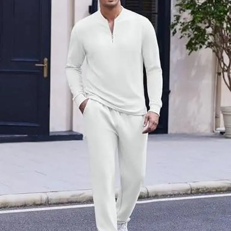 COOFANDY Men'S 2 Piece Tracksuit Set Polo Athletic Sweatsuit Quarter Zip Jogging Long Sleeve Casual Sports Outfits