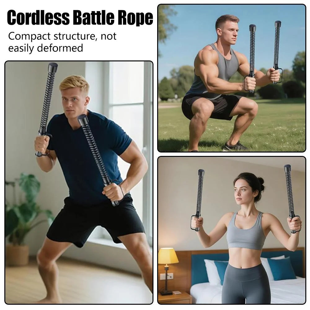 2Pcs Weighted Ropeless Battle Ropes for Home Gym, Cordless Training Rope Fitness Equipment for Men & Women, Weighted Workout Ropes for Advanced Workouts and Core Muscle Building