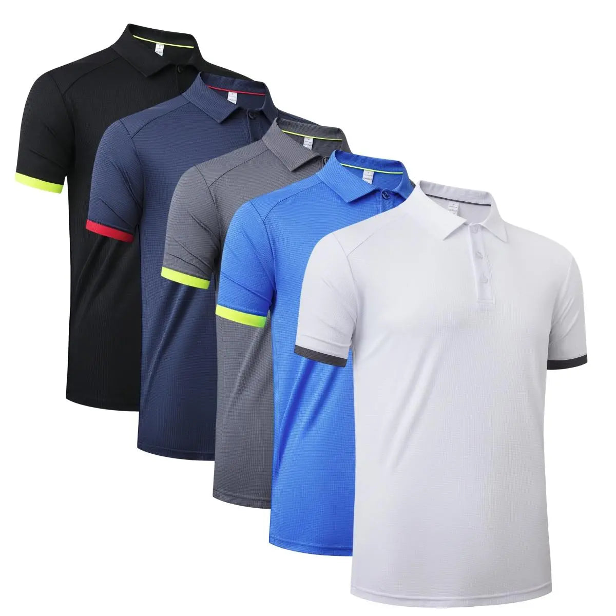 3/5 Pack Mens Solid Color Sport Polo Shirts Short Sleeve Workout Golf Tennis T Shirt Quick Dry Moisture-Wicking Fabric Athletic Fitness Polo Shirts Summer