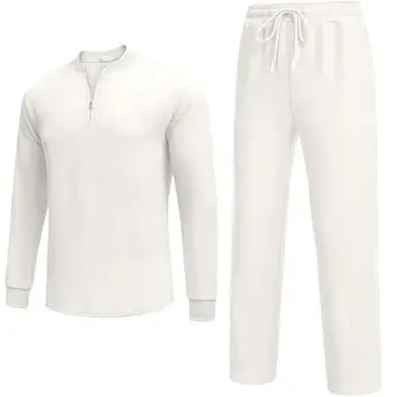 COOFANDY Men'S 2 Piece Tracksuit Set Polo Athletic Sweatsuit Quarter Zip Jogging Long Sleeve Casual Sports Outfits