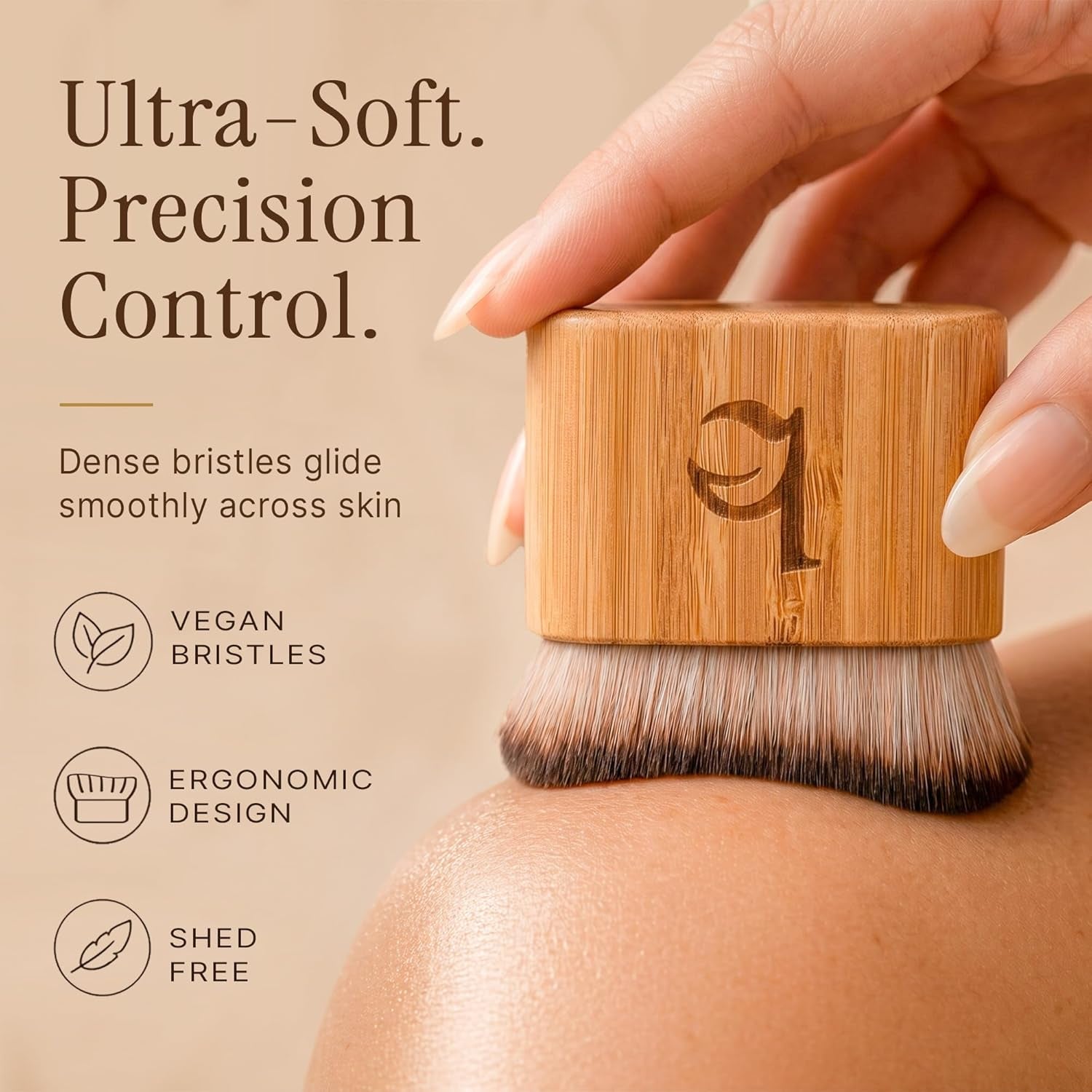 Ultra Soft Self Tanner Brush - Kabuki Brush for Body Foundation & Makeup, Blending Applicator for Tanner, Self Tanning Mitt, Achieves Sunless Streak-Free Fake Tan, Durable & Easy to Clean