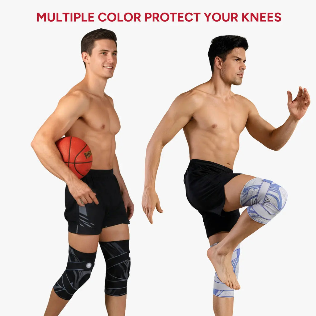 Nebility Mens Adjustable Compression Knee Brace with 360° Seamless Breathable Support, Non-Slip Design, Shock-Absorbing Pad, Elastic 4-Way Stretch Knit for Running, Hiking, Fitness and Knee Protection，Fathersdaygift