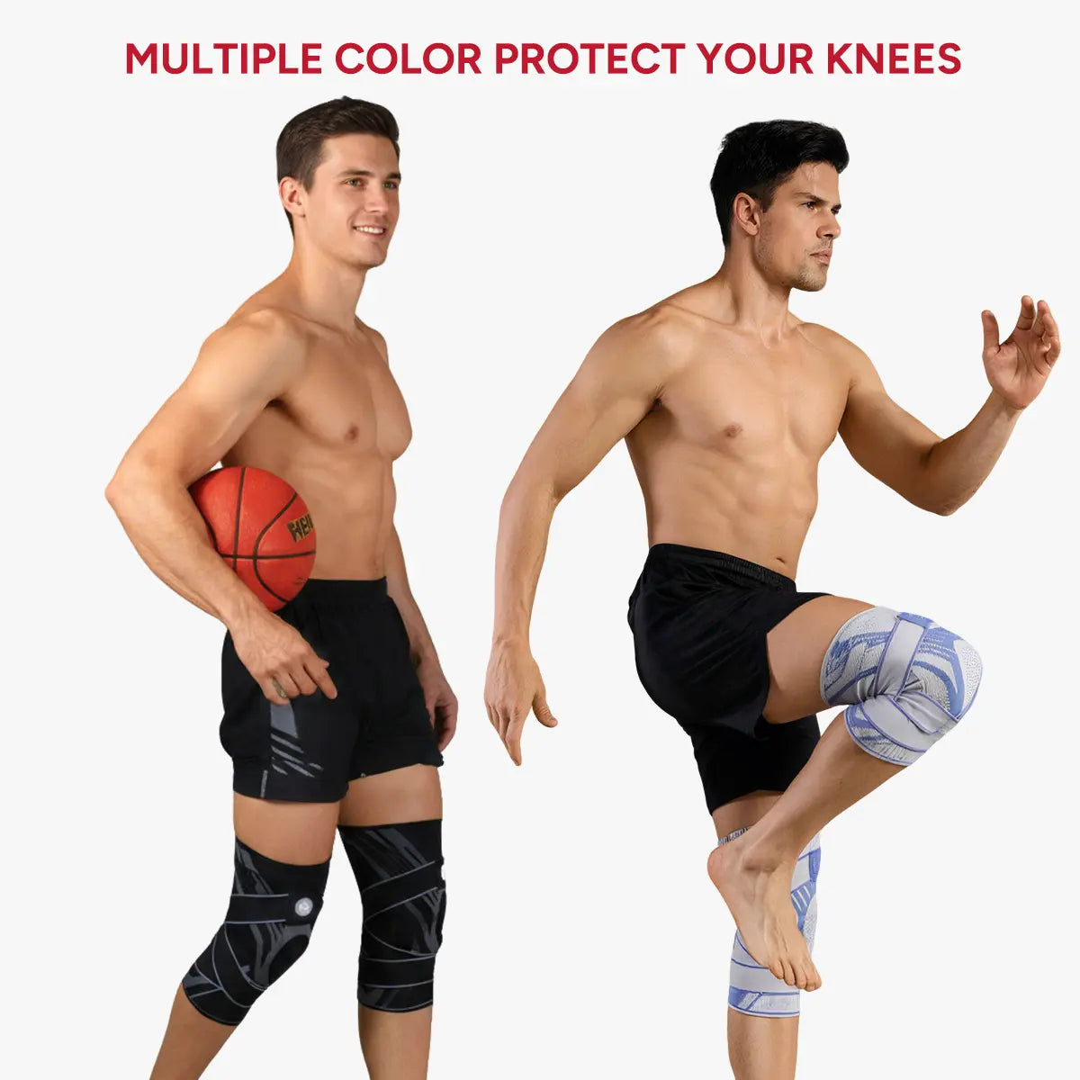 Nebility Mens Adjustable Compression Knee Brace with 360° Seamless Breathable Support, Non-Slip Design, Shock-Absorbing Pad, Elastic 4-Way Stretch Knit for Running, Hiking, Fitness and Knee Protection，Fathersdaygift